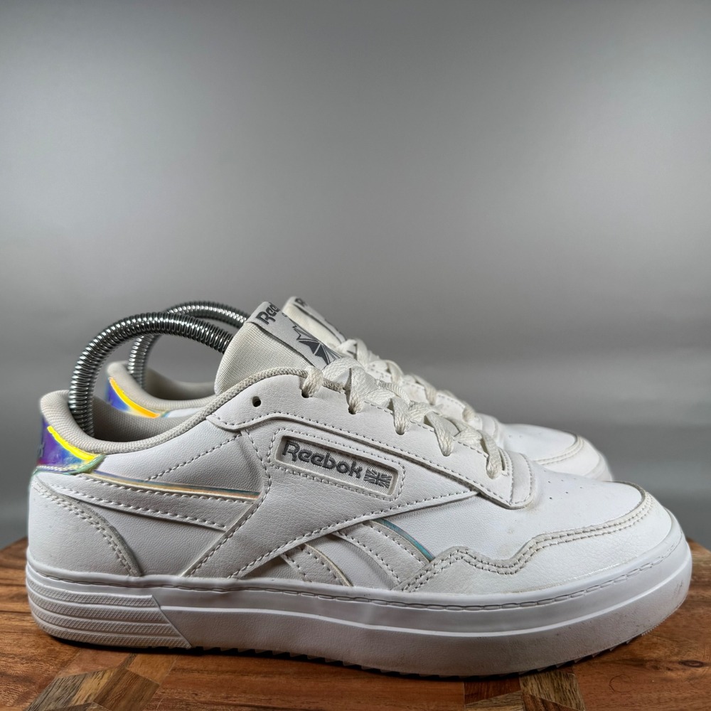 Reebok Club C Double Geo Womens 8 White Iridescent Platform Sneakers G58127
